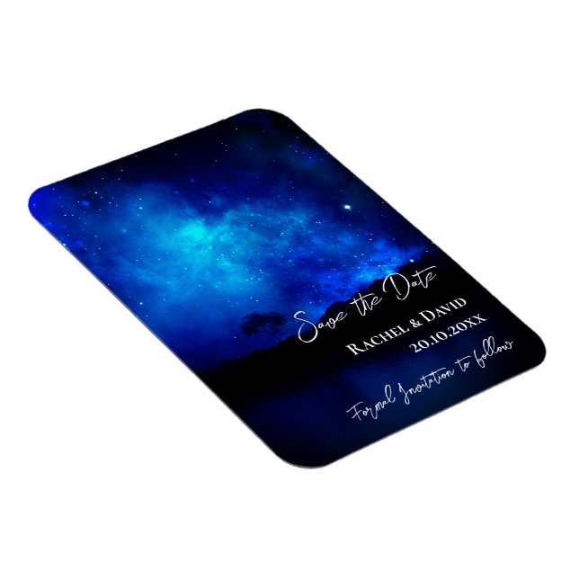 Under the Stars Night Sky Wedding Save The Date Magnet (Right Side)