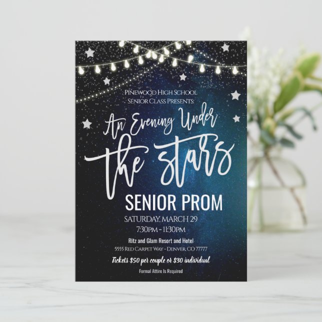 Under the Stars Prom High School Dance Invitation (Standing Front)
