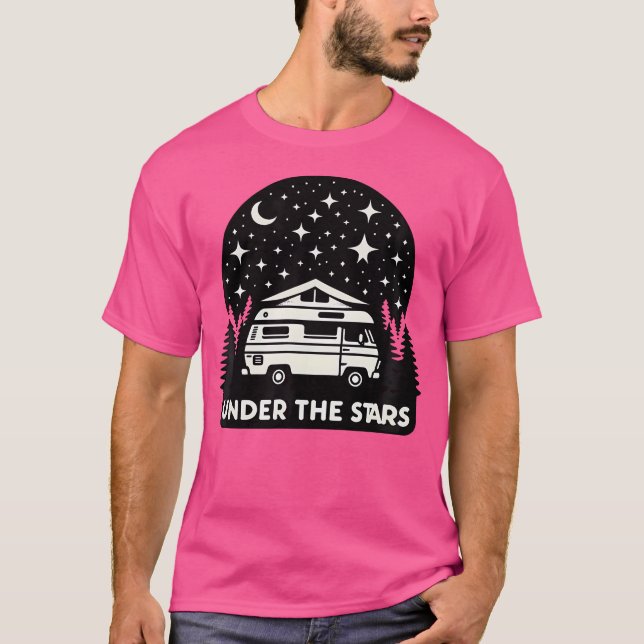 Under The Stars Serene Camping Van Silhouette - Mi T-Shirt (Front)