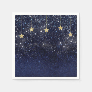 Under The Stars Starry Night Gold Blue Prom Party Napkin