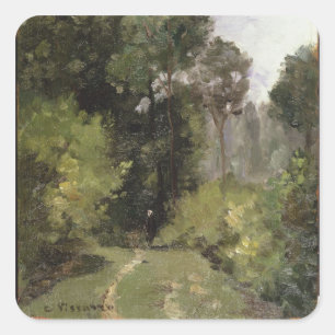 Under the Trees, 1864 (oil on board) Square Sticker