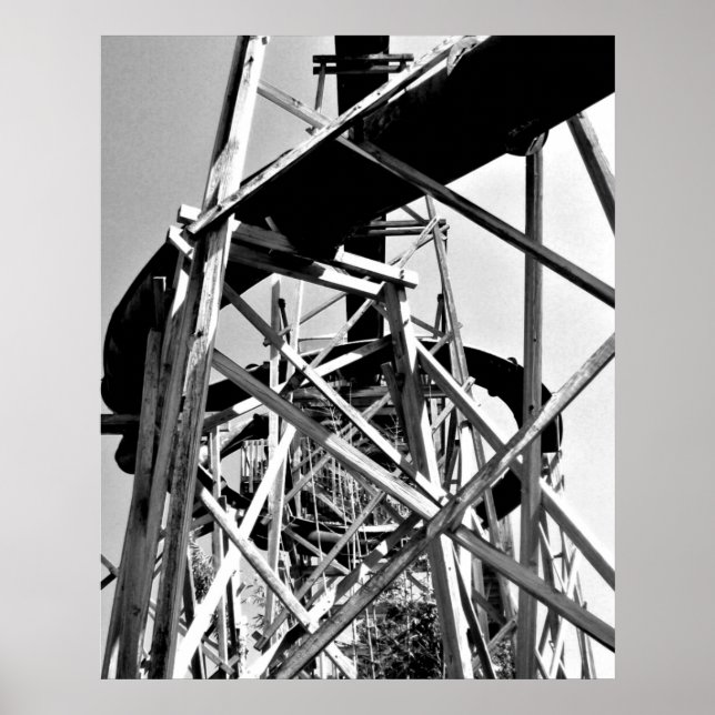 Under The Water Tube Slide // Black and White  Poster (Front)