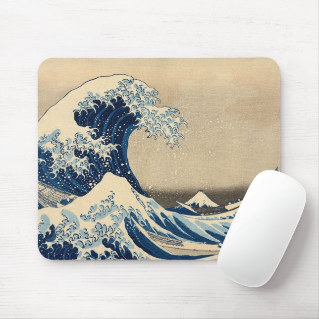 Under the Wave off Kanagawa by Katsushika Hokusai Mouse Mat (With Mouse)