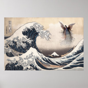 Under the Wave off Kanagawa with The Moon Maiden Poster