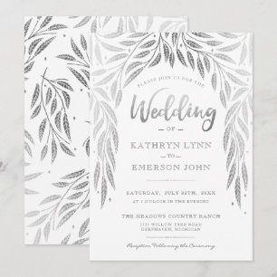 Under the Willows Wedding Invitation Faux Silver