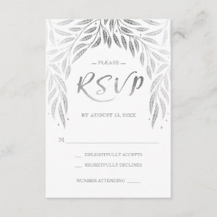 Under the Willows Wedding RSVP Faux Silver Card