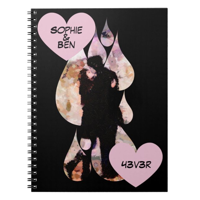 Under Umbrella: Romantic Couple Kissing in Rain Notebook (Front)