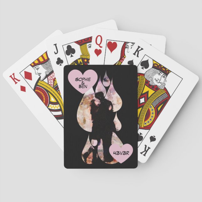 Under Umbrella: Romantic Couple Kissing in Rain Playing Cards (Back)
