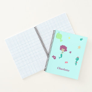 Under water creatures pattern custom name blue notebook