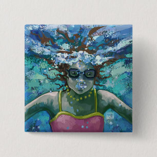 Under Water Swim 15 Cm Square Badge