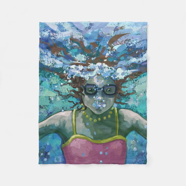 Under Water Swim Fleece Blanket (Front)