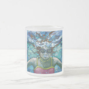 Under Water Swim Frosted Glass Coffee Mug
