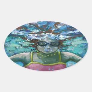 Under Water Swim Oval Sticker
