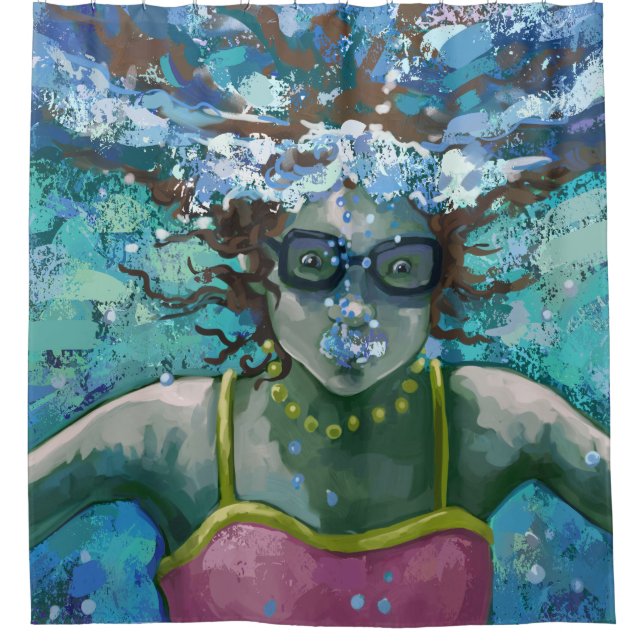 Under Water Swim Shower Curtain (Front)