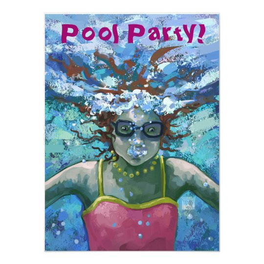 Under Water Swimmer Pool Party Invitation