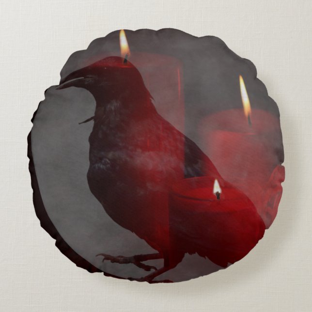 "Under Your Spell in Red" Round Cushion (Front)