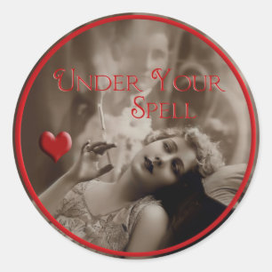 Under Your Spell Vintage Valentine Classic Round Sticker