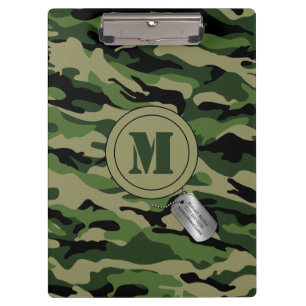 Undercover Camo Green Khaki Camouflage Monogram Clipboard