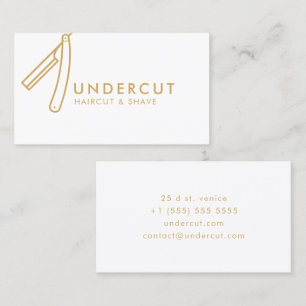 Undercut Barber Razor Logo Bold Business Card