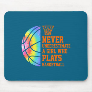 Underestimate a girl who plays basketball t shirt mouse mat