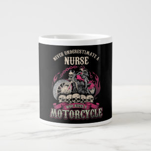 Underestimate Nurse Who Rides Motorcycle Biker Large Coffee Mug