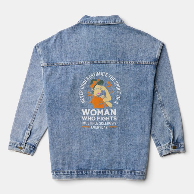 Underestimate The Spirit Of A Woman Ms Warrior   Denim Jacket (Back)