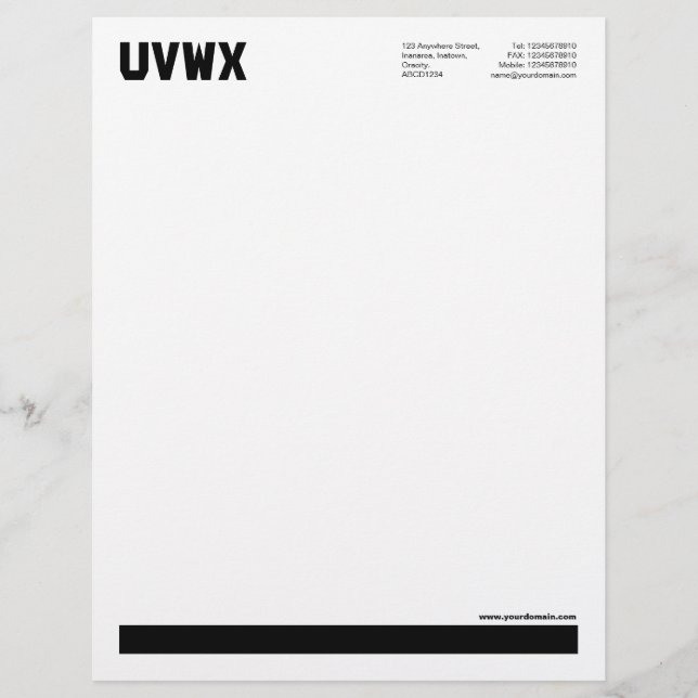 Underlined - Black Custom Letterhead (Front)