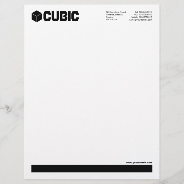 Underlined (Cube Logo) - Black Custom Letterhead (Front)
