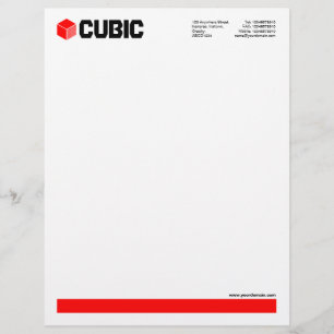 Underlined (Cube Logo) - Red Custom Letterhead