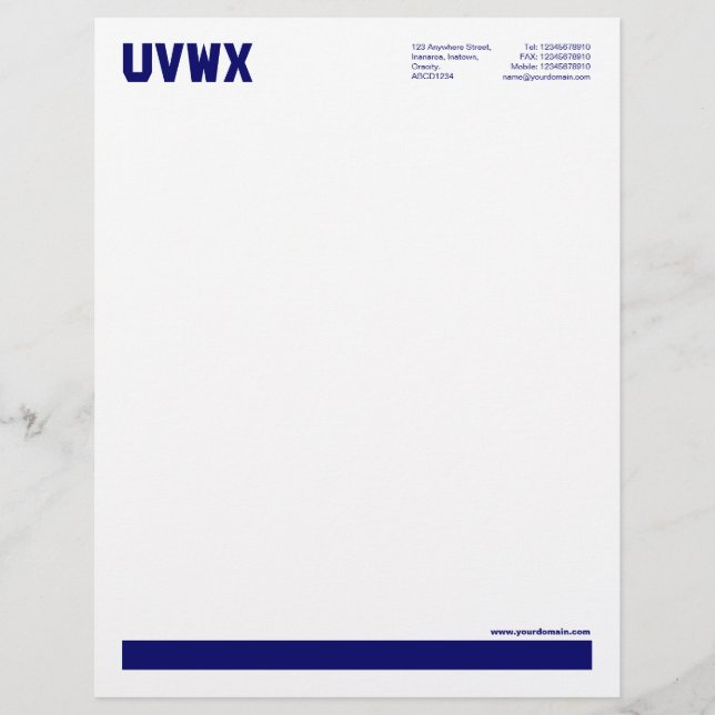 Underlined - Deep Navy Blue Custom Letterhead (Front)
