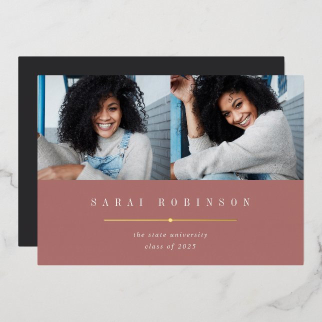 Underlined Foil | Photo Graduation Announcement (Front/Back)
