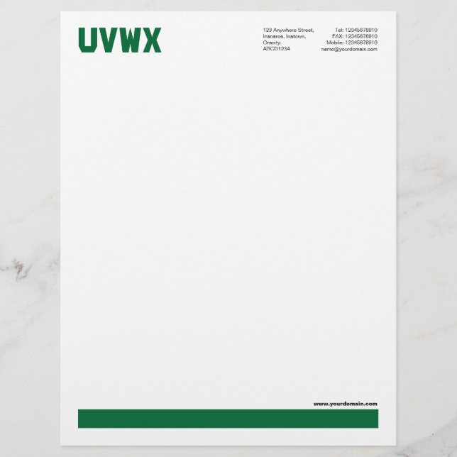 Underlined - Forest Green Custom Letterhead (Front)