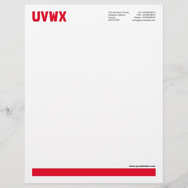 Underlined - Red Custom Letterhead (Front)