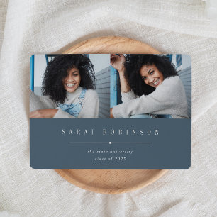 Underlined   Simple Two Photo Graduation Announcement