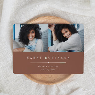 Underlined   Simple Two Photo Graduation Announcement