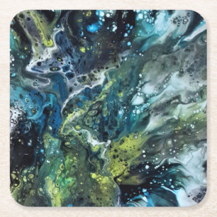 Underneath glass, abstract pattern square paper coaster