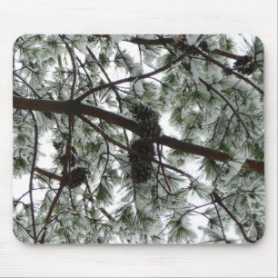 Underneath the Snow Covered Pine Tree Winter Photo Mouse Mat