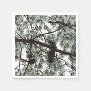 Underneath the Snow Covered Pine Tree Winter Photo Napkin