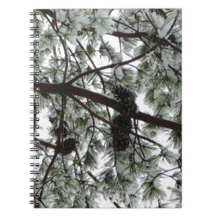 Underneath the Snow Covered Pine Tree Winter Photo Notebook