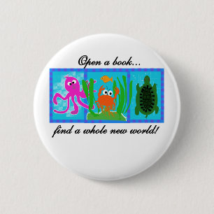 Undersea Adventure Open a Book 6 Cm Round Badge