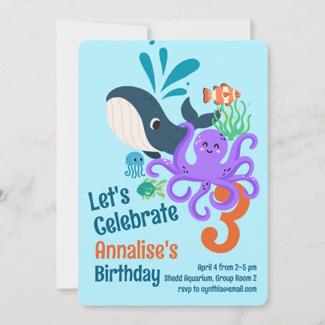 Undersea Aquarium Birthday Invitation (Front)
