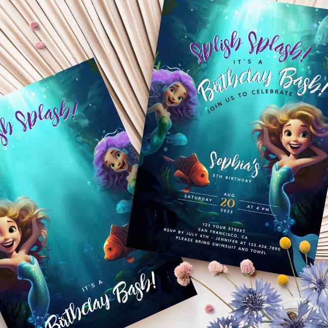 Undersea Birthday Bash Calling All Mermaids Invitation (Creator Uploaded)