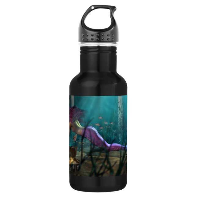 Undersea Fantasy Digital Art Mermaid and Treasure 532 Ml Water Bottle (Front)