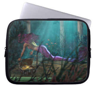 Undersea Fantasy Digital Art Mermaid and Treasure Laptop Sleeve