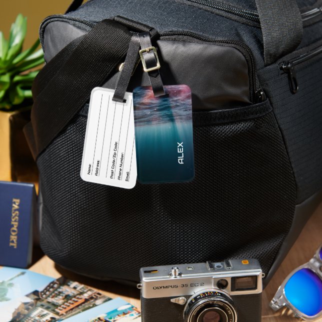Undersea Light View – Ocean Depths Texture Luggage Tag (Front & Back)