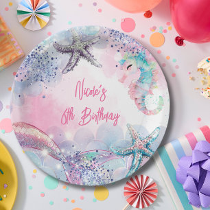 Undersea magic mermaid birthday bash paper plate