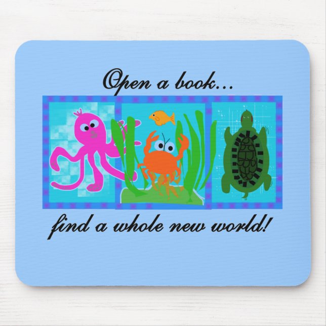Undersea Open a Book Tshirts and Gifts Mouse Mat (Front)