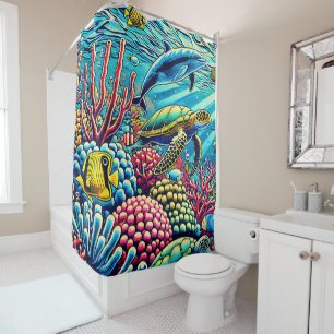"UNDERSEA POP ART" - SHOWER CURTAIN