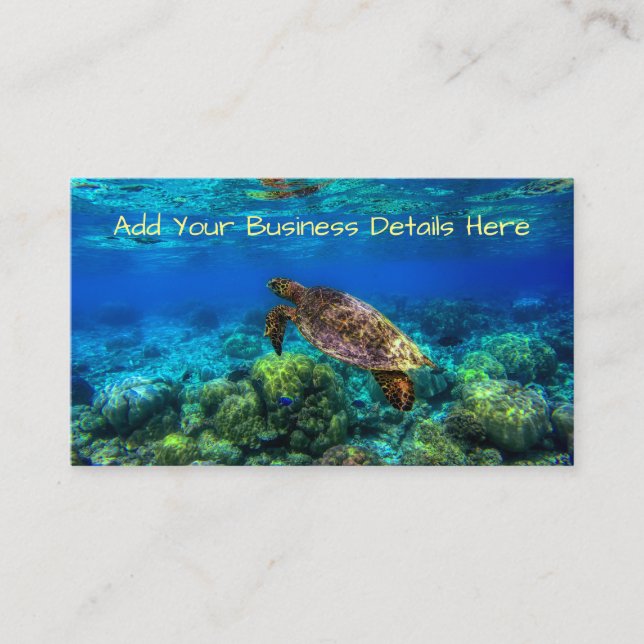 Undersea Tropical Sea Turtle Coral Business Card (Front)