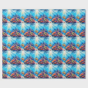 Undersea Water Aquarium Custom Name Birthday Wrapping Paper
